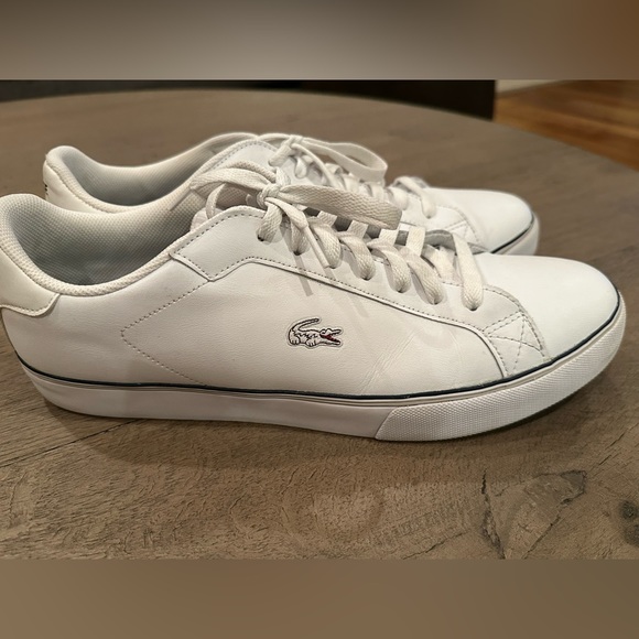 Men’s Lacoste White Leather Tennis Shoe - Picture 1 of 4